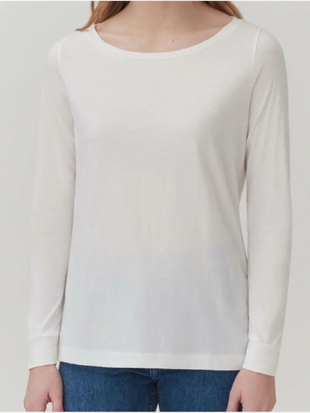 Cuyana 100% Organic Pima Cotton White Boat Neck Soft Lightweight Tee Shirt XL